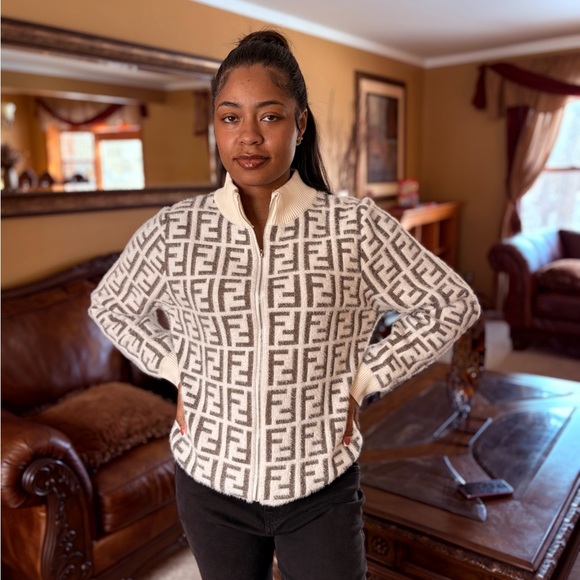 Monogram Zip-Up Cardigan - Picture 4 of 4